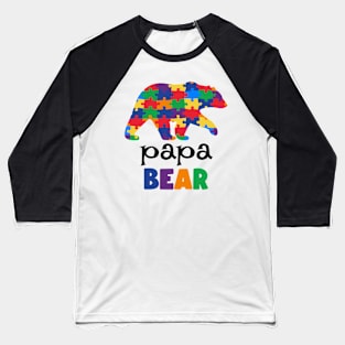 Puzzle Papa Bear Autism Awareness Gift for Birthday, Mother's Day, Thanksgiving, Christmas Baseball T-Shirt